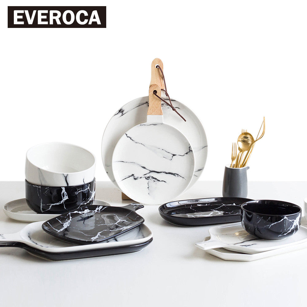 European Marble Tableware Ceramic Tableware Dish Face Plate Platter Bow Cutter Board