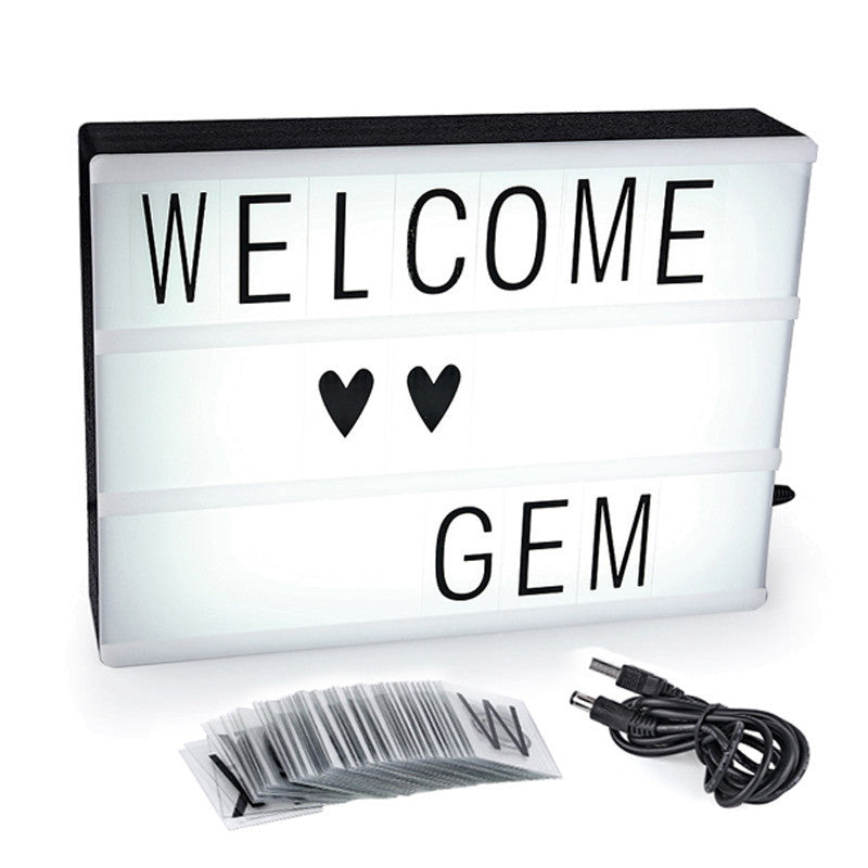 Modern Cinematic Lightbox Table Lamp DIY With Letters Number A4 A5 Size LED Lamp Battery USB Powered Cinema Desk Night Light Box