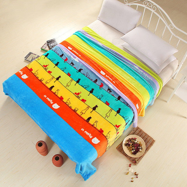 Blue Bright Stars Style Coral Fleece Blankets On Bed The Throws Warm Soft Can Be As Bed Sheet Bedspreads