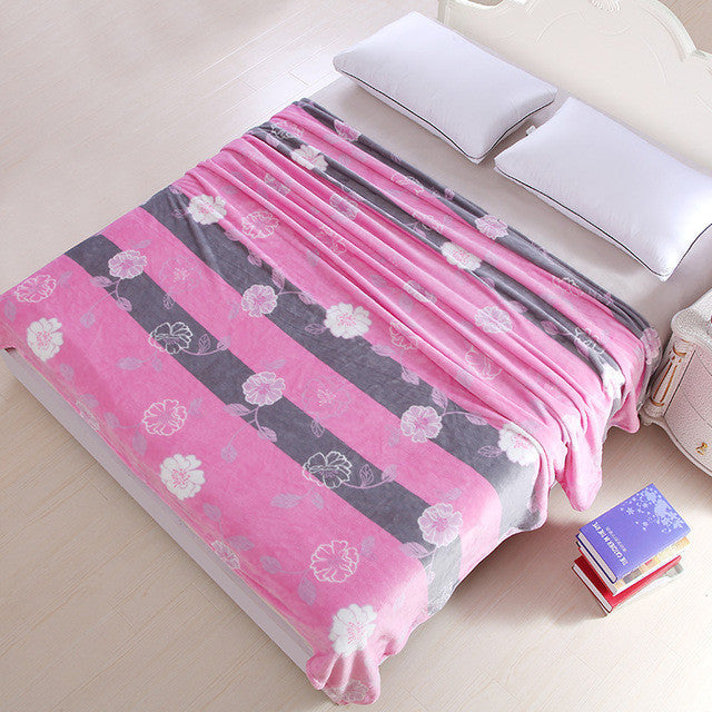 Blue Bright Stars Style Coral Fleece Blankets On Bed The Throws Warm Soft Can Be As Bed Sheet Bedspreads