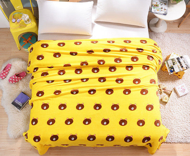 Blue Bright Stars Style Coral Fleece Blankets On Bed The Throws Warm Soft Can Be As Bed Sheet Bedspreads