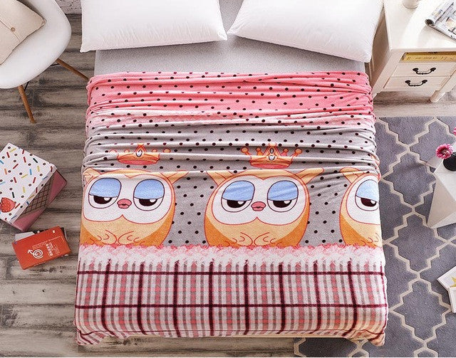 Blue Bright Stars Style Coral Fleece Blankets On Bed The Throws Warm Soft Can Be As Bed Sheet Bedspreads