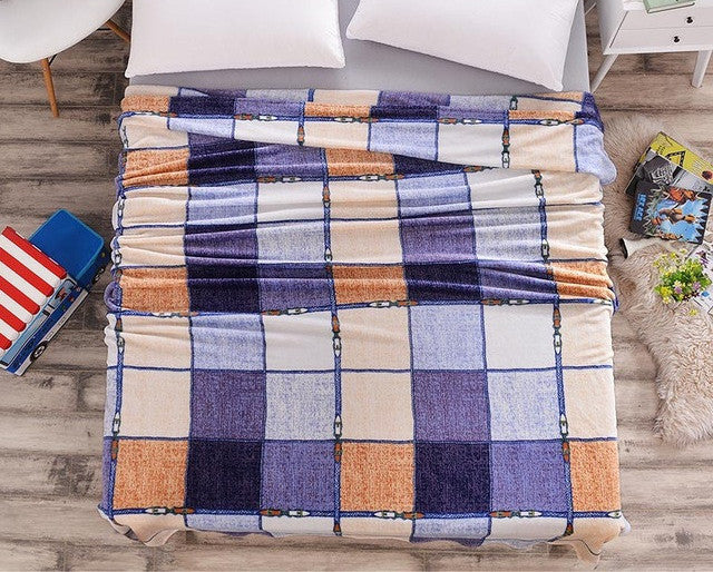 Blue Bright Stars Style Coral Fleece Blankets On Bed The Throws Warm Soft Can Be As Bed Sheet Bedspreads