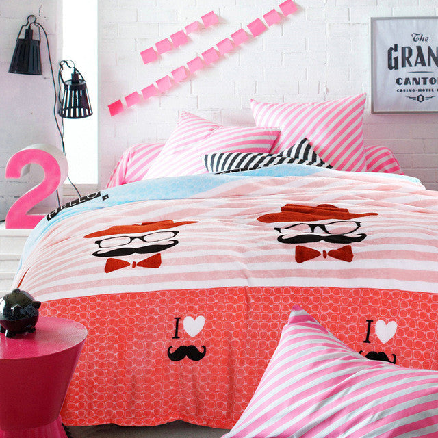 Blue Bright Stars Style Coral Fleece Blankets On Bed The Throws Warm Soft Can Be As Bed Sheet Bedspreads