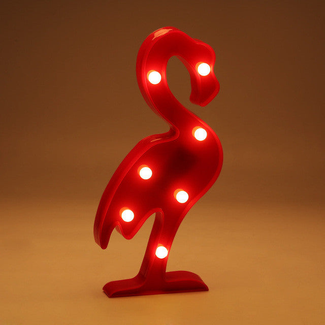 INS Cactus Flamingo Pineapple LED Battery Nightlight 3D Marquee Desk Table Lamp Letter For Kids Gift Decoration 3D Night Light