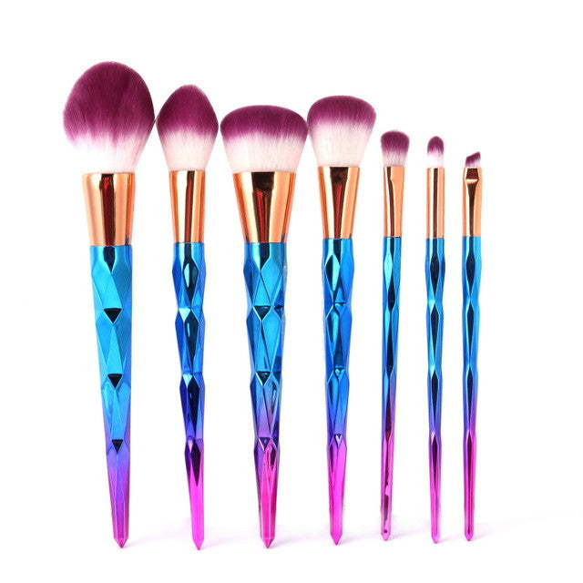 Rainbow Hair Diamond Cosmetic Makeup Brushes Set Foundation Eye shadow Blusher Powder Unicorn Blending Make up Brush
