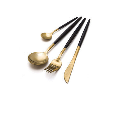 4 Colors Stainless Steel Cutlery Set Noble Fork Knife Dessert Dinnerware Tableware Gold Silver Black Coffee