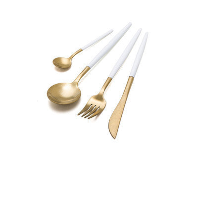 4 Colors Stainless Steel Cutlery Set Noble Fork Knife Dessert Dinnerware Tableware Gold Silver Black Coffee