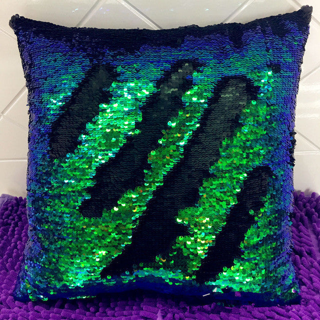 Reversible Swipe Mermaid Sequin Glitter Throw Pillow Case