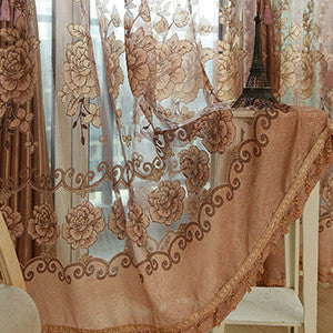 Grey Luxury Jacquard Tulle Sheer Window Curtains for Living Room the Bedroom Embroidered Shade Voile Drapes Panel