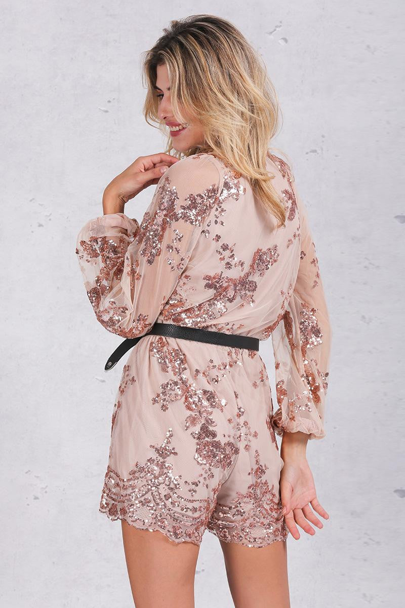 Sequin Embroidery Elegant Transparent Mesh Sleeve Dress - CelebritystyleFashion.com.au online clothing shop australia