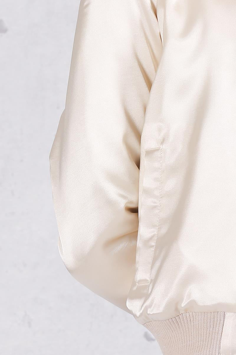 Satin Cotton Bomber Pilot Jacket Coat - CELEBRITYSTYLEFASHION.COM.AU - 3