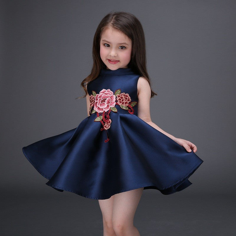 Online discount shop Australia - High-end girls dress baby girl embroidered princess dress kids girls cotton ribbons dress kids clothes