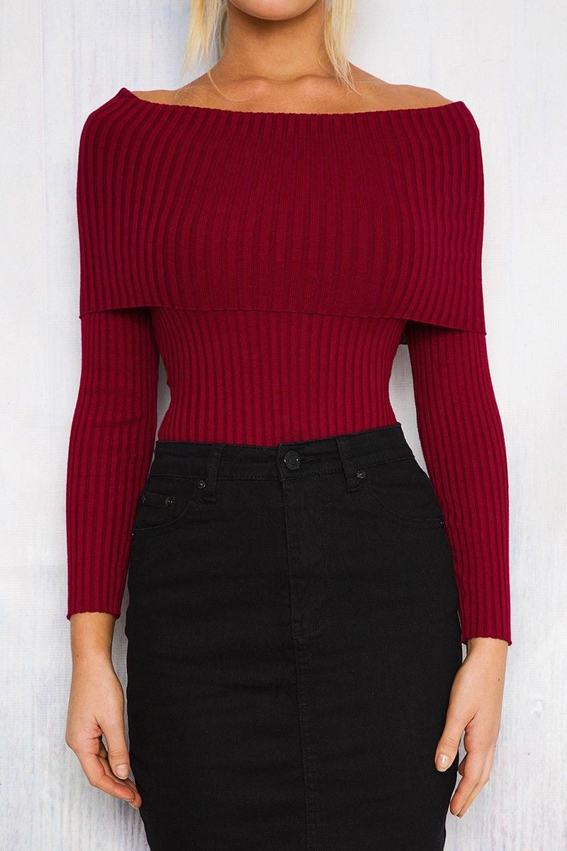 Off The Shoulder Pullover Sweater Crop Top - CelebritystyleFashion.com.au online clothing shop australia