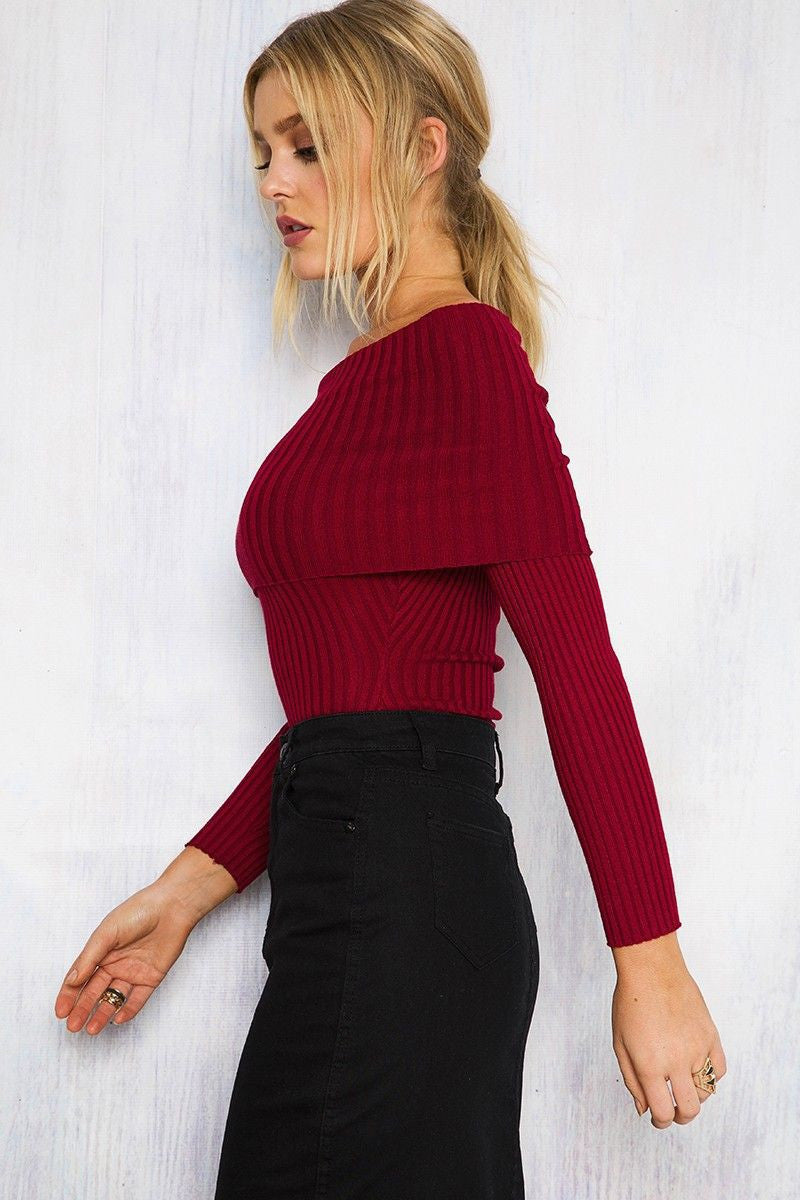 Off The Shoulder Pullover Sweater Crop Top - CelebritystyleFashion.com.au online clothing shop australia