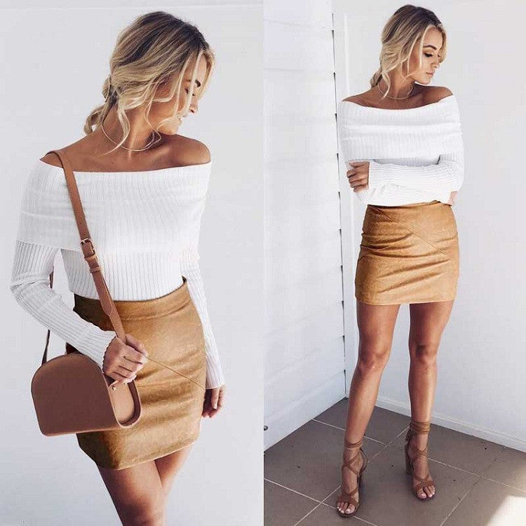 Off The Shoulder Pullover Sweater Crop Top - CelebritystyleFashion.com.au online clothing shop australia