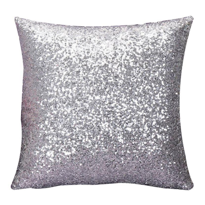 Super Deal Solid Color Glitter Sequins Throw Pillow Case Cafe Home Covers coussin throw pillow XT