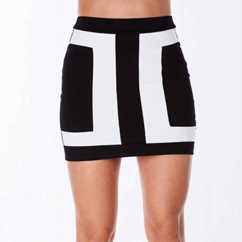 Online discount shop Australia - Black And White Patchwork High Quality OL Party Casual Pencil Sexy Short Skirt Women