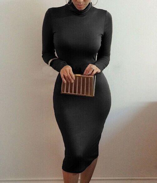 Long Sleeve Bandage Warm Party Dress -  - 10
