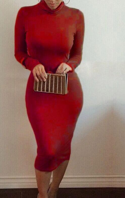 Long Sleeve Bandage Warm Party Dress -  - 5