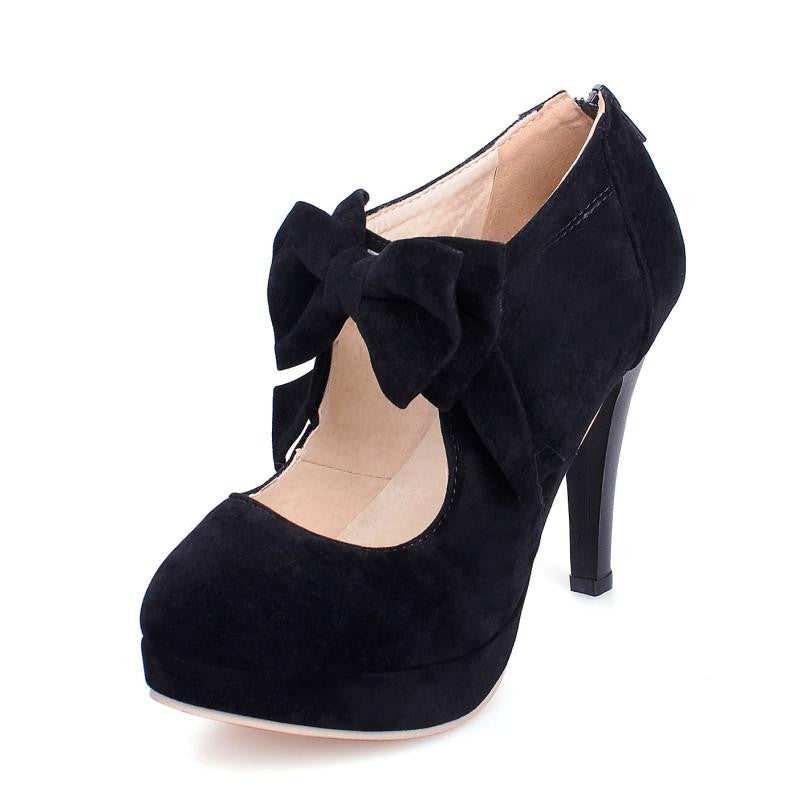 size big 34-43 Fashion Platform High Heels Women Pumps Bowtie Women Shoes Woman