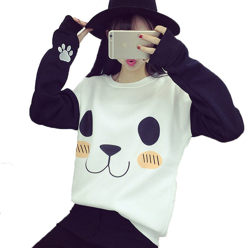 New College Wind Women Hoodies Fashion Cartoon Panda Sweatshirts Casual Printed Mixed Color Harajuku Tracksuits Female - CelebritystyleFashion.com.au online clothing shop australia