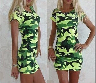 Online discount shop Australia - Beach Summer Style Woman Dress Army Green Slim Bodycon Sexy Party Short Sleeve Women Clothes