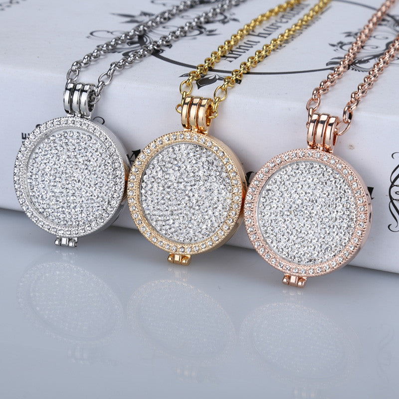 New 35mm coin holder necklace pendant fit my 33mm coins white crystal Christmas woman gift decorative fashion jewelry locket - CelebritystyleFashion.com.au online clothing shop australia