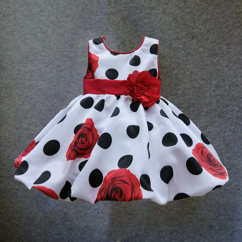 6M-4T baby girls dress Black Dot Red Bow infant summer dress for birthday party sleeveless princess floral vestido infantil - CelebritystyleFashion.com.au online clothing shop australia