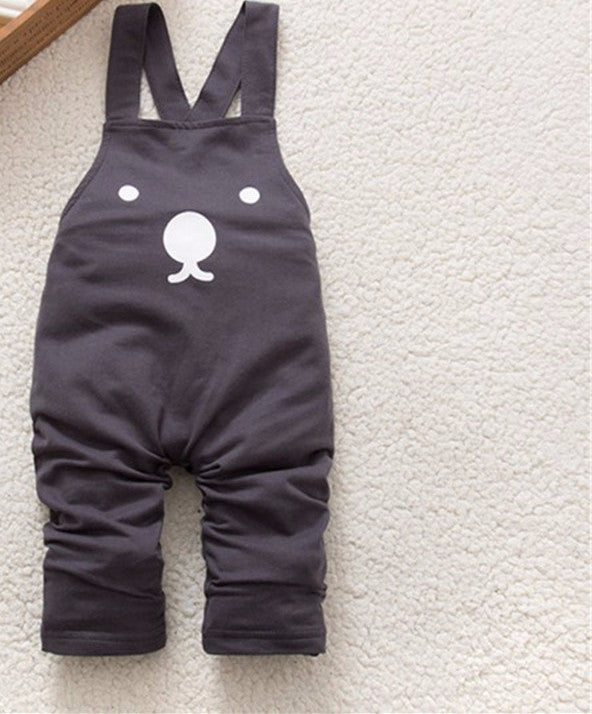 Cute Baby Boy Girls Bib Pants Overalls Bear Print Harem Pants Long Trousers