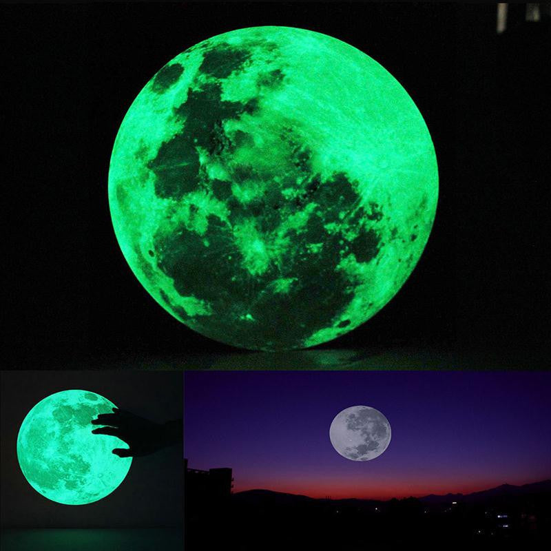 Online discount shop Australia - 1pcs 30cm Large Moon Glow in the Dark Luminous Wall Sticker Home Decoration Decor