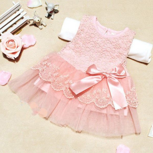 lace flower cute baby dress Party Wedding Birthday baby girls dresses Candy colors princess infant dress Spring summer 0-2 - CelebritystyleFashion.com.au online clothing shop australia