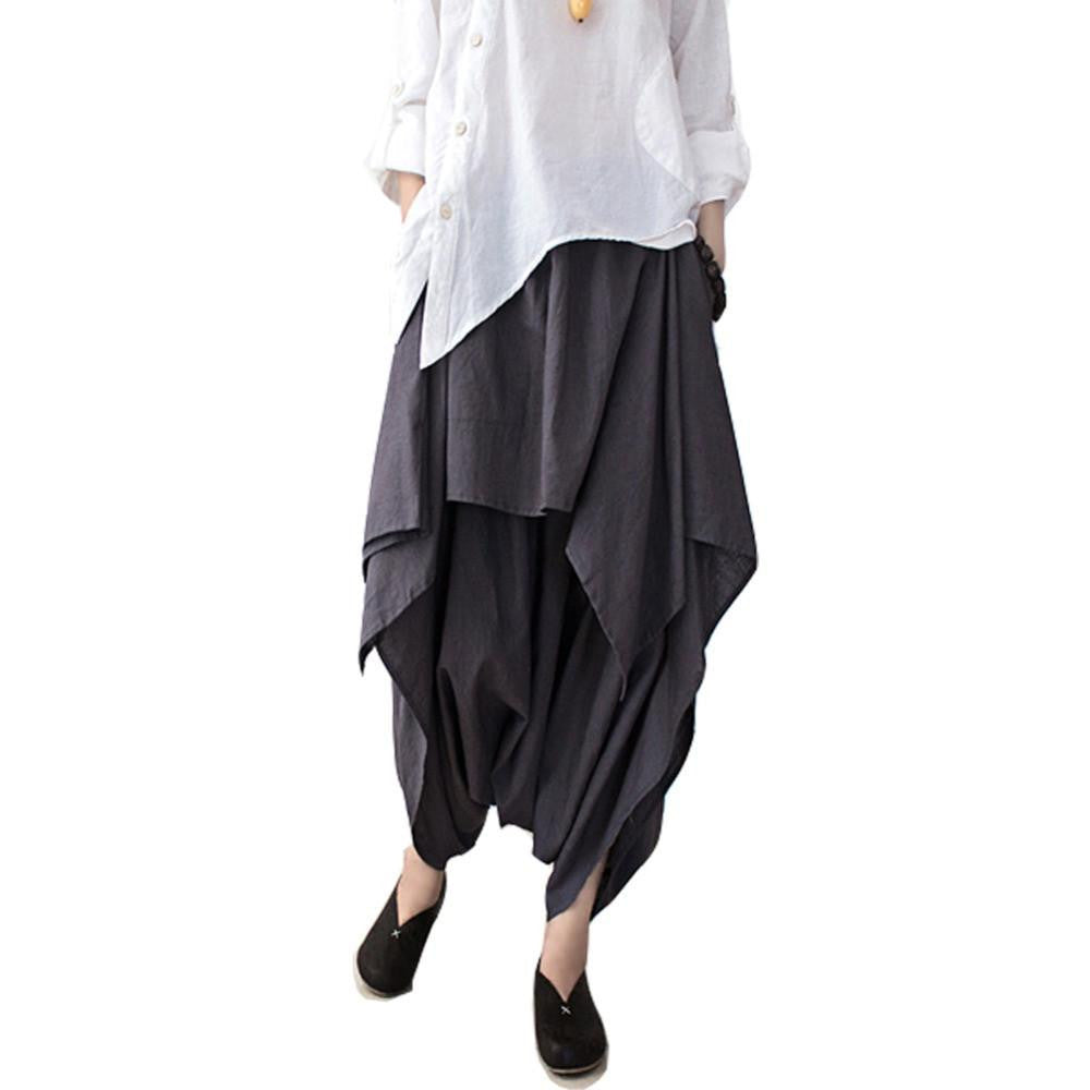 Women Pants Cotton Linen Ruffled Harem Pants Women Trousers Women Camouflage Casual Pants Women