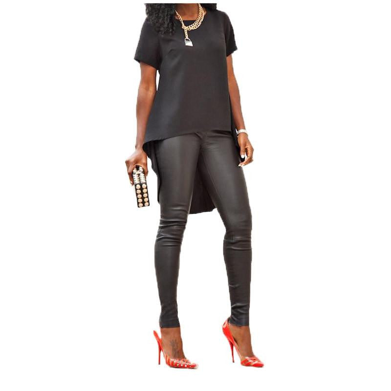 Women T-shirt Casual Irregular Hem Swallowtail Top Solid Chiffon Short Sleeve Casual Tee Tops Plus Size S-5XL