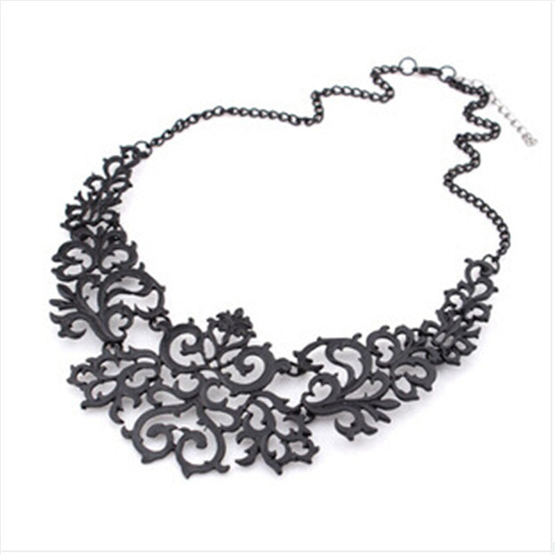 est Jewelry For Women Gift 3 Colors Hollow Flower Alloy Vintage Gold Plated Short Choker Statement Necklaces & Pendants