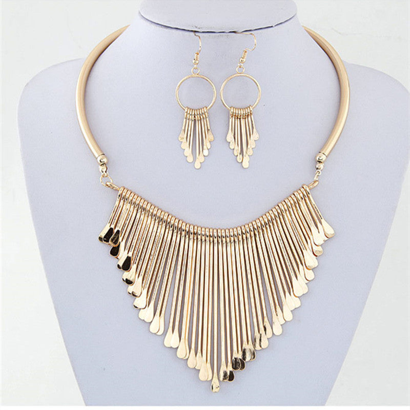 Fashion Europen Bijoux Jewelry Set Trendy Chunky Tassel Necklaces & Pendants Jewelry Sets Women Earing and Necklace Sets - CelebritystyleFashion.com.au online clothing shop australia