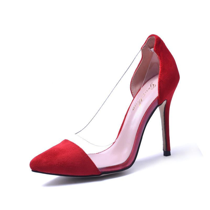 Women High Heel Shoes Red Vintage Style Woman Shoes High Heels Black Clear Wedding Shoes Stiletto Pumps