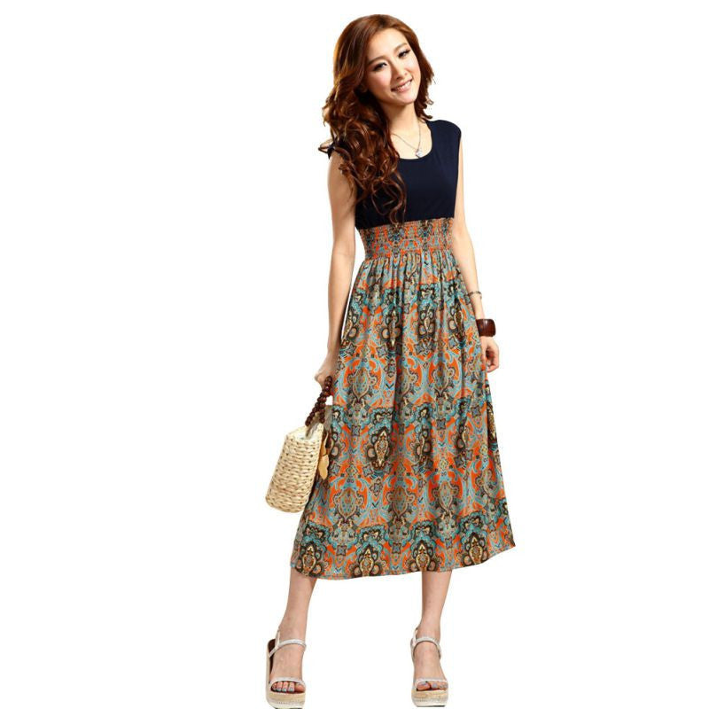 Online discount shop Australia - Fashion Cheap Clothes China Women Dress Print Bohemian Beach Femininas Brand Casual Female Vestidos Long Dress Style