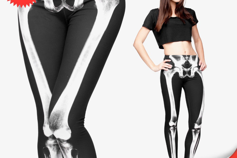 Online discount shop Australia - New 3D print retro bones black skeleton sexy women casual style punk rock leggins adventure time fullprint pants Leggings