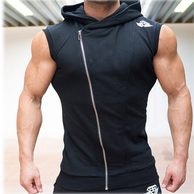 Online discount shop Australia - Mens Sleeveless Sweatshirt Hoodies Top Clothing T-Shirt Hooded Tank Top Sporting Hooded for Men Cotton Solid T Shirts Hooded