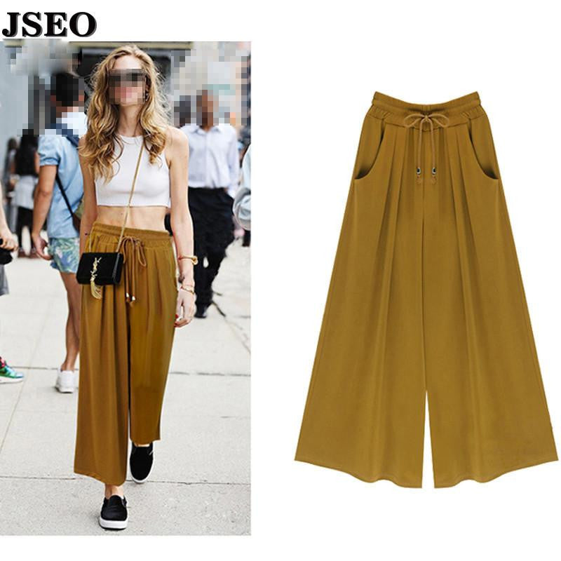 Women's Summer Harem Pants Casual Loose Cotton Blended Pleated Pockets Solid Elastic Waist Wide Leg Pants Plus Size