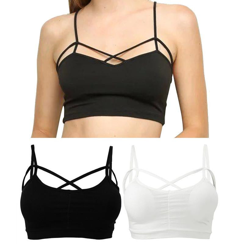 Women Lady Girl Fashion Camisole Cut Bra Crochet Straps Bandage-shaped Bustier Crop Top