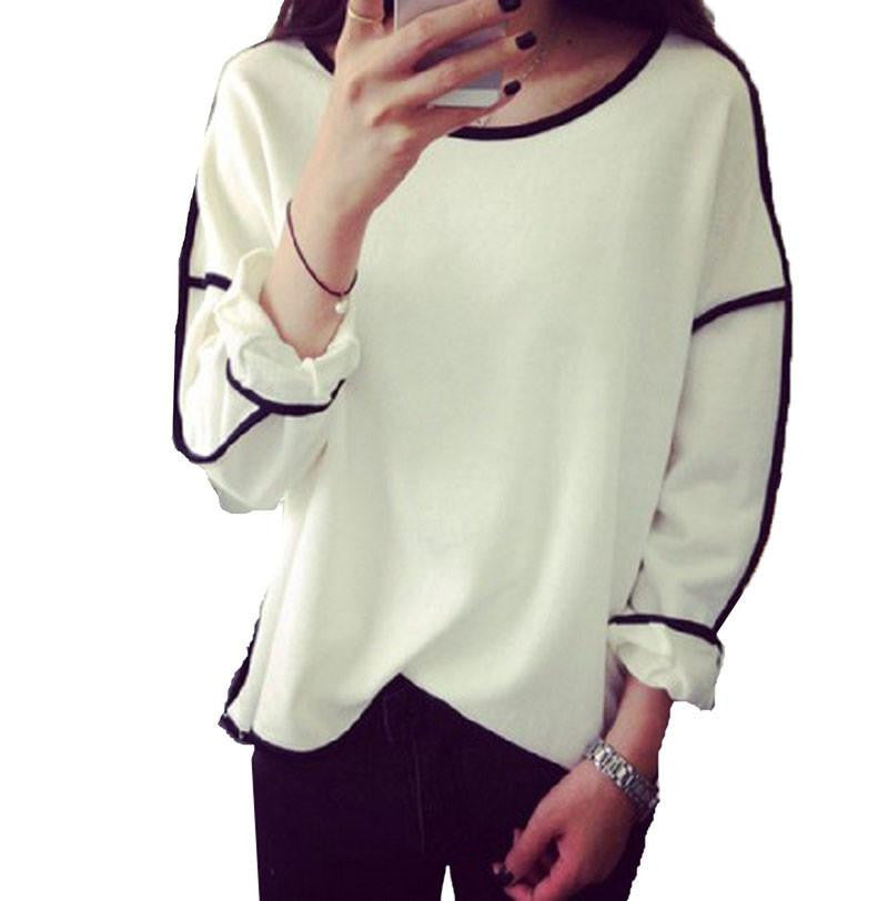Trends All-match Sweatshirt Geometry Design Loose And Long Sleeve Sweatshirt Women 3 Colors