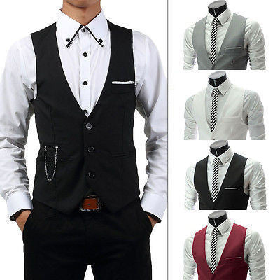 Online discount shop Australia - New Arrival Mens Slim Fit Vest Suit Three Buttons Men's Fitted Leisure Waistcoat Casual Business Jacket Tops