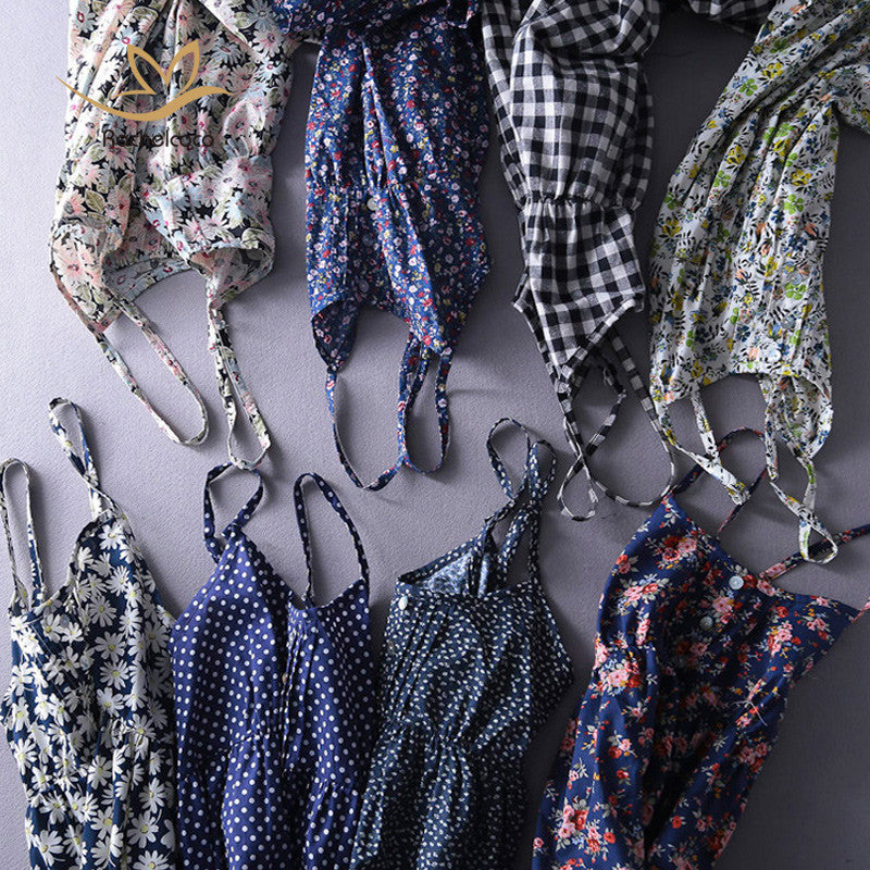 Online discount shop Australia - Fashion Summer Mori Girl Dress O Neck Sleeveless Print Floral Vestidos Women Sexy Beach Spaghetti Strap Dress