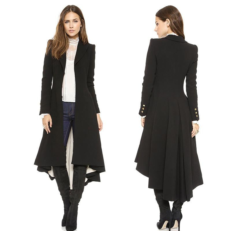 Online discount shop Australia - Brand graceful Woolen Overcoat Women fashion long black trench british style tuxedo  coats YG622