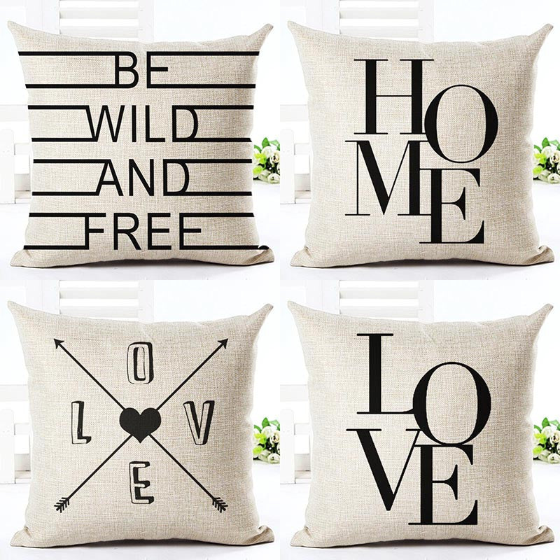 Online discount shop Australia - Black And White Style Decorative Cushions Simple Word Style Printed Throw Car Home Decor Cushion Decor