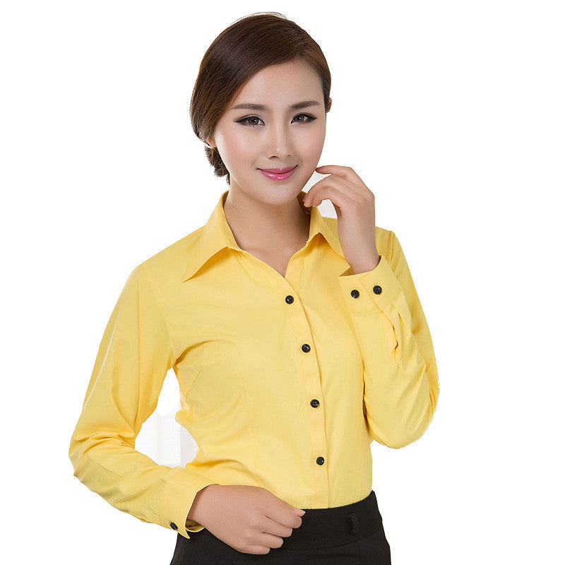 Online discount shop Australia - Blouses Shirts Office Lady Work Wear Plus Size Long Sleeve Cotton Basic Shirts Formal Women Blouses Tops