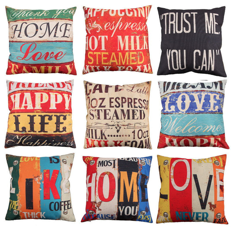 Online discount shop Australia - 9 Styles 45x45cm Cotton Linen Quote Cushion Cover Cover Creative letters Pattern Day Gift Pillow case Throw Pillow Cover