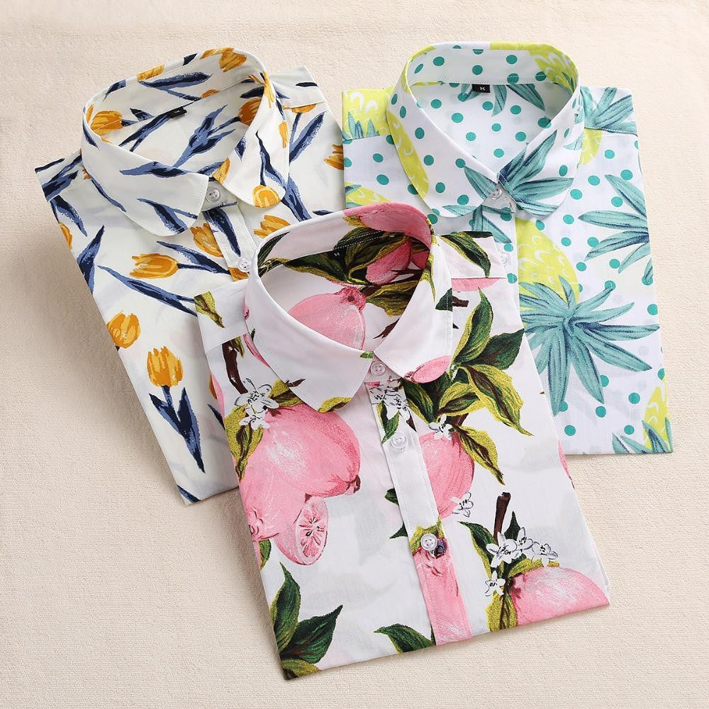 Shirt Women Blouses Long Sleeves Women Shirts Floral Cotton Tribal Print Blouses Vintage Women Tops